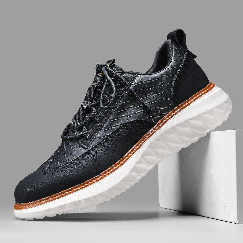 ⏰LAST DAY - 60% OFF🛒 Men’s Comfortable Lace-Up Brogue Sneakers – Ultra-Lightweight & Breathable Woven Upper, Arch Support, Wide-Toe Fit, Shock-Absorbing Sole for All-Day Comfort