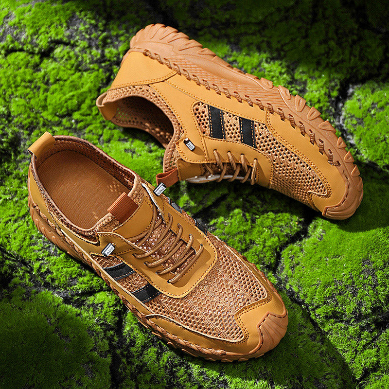 ⏰Limited Time 50% OFF🛒  Men’s Slip-On Orthopedic Leather Hiking Shoes – Breathable Mesh, Durable Rubber Sole, Lightweight & Supportive