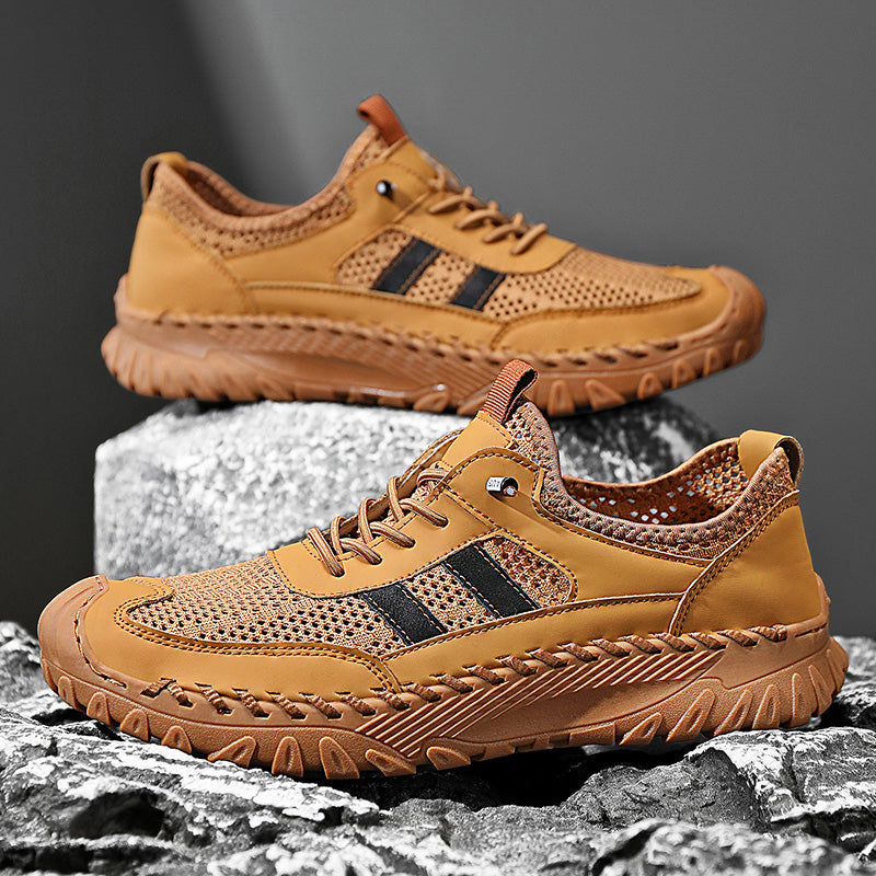 ⏰Limited Time 50% OFF🛒  Men’s Slip-On Orthopedic Leather Hiking Shoes – Breathable Mesh, Durable Rubber Sole, Lightweight & Supportive