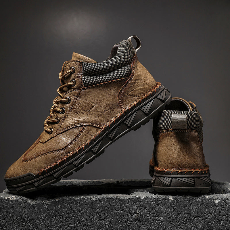 Men Safety Orthopedic Leather Boots - Ankle Protect & Safe Toe & Puncture Resistant & Waterproof & Ligtweigh & comfort