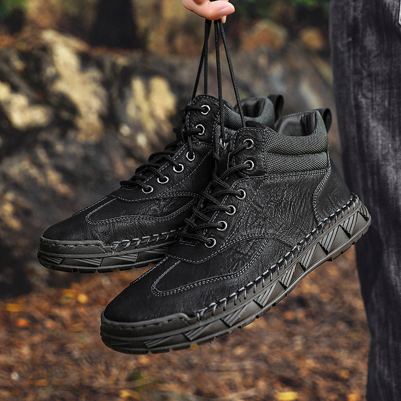 Men Safety Orthopedic Leather Boots - Ankle Protect & Safe Toe & Puncture Resistant & Waterproof & Ligtweigh & comfort