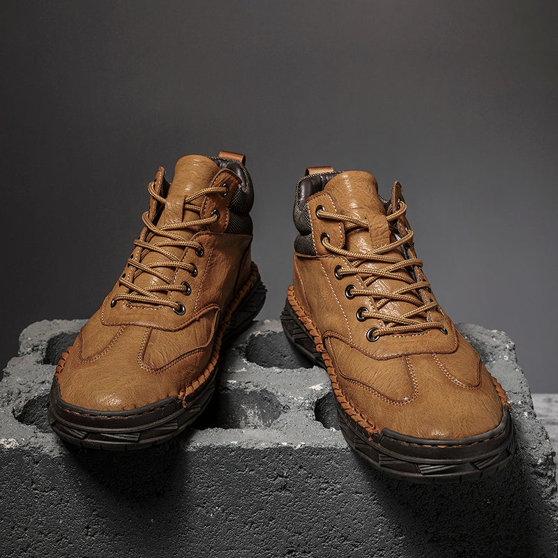 Men Safety Orthopedic Leather Boots - Ankle Protect & Safe Toe & Puncture Resistant & Waterproof & Ligtweigh & comfort