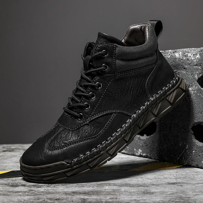 Men Safety Orthopedic Leather Boots - Ankle Protect & Safe Toe & Puncture Resistant & Waterproof & Ligtweigh & comfort