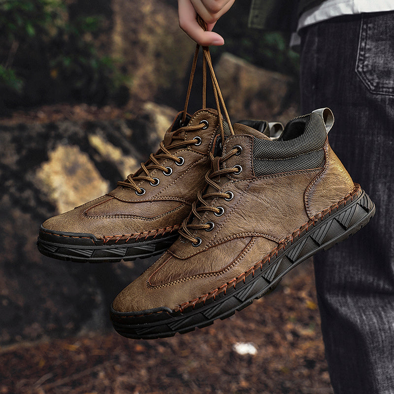 Men Safety Orthopedic Leather Boots - Ankle Protect & Safe Toe & Puncture Resistant & Waterproof & Ligtweigh & comfort