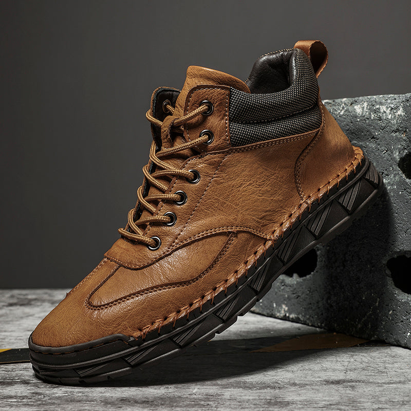 Men Safety Orthopedic Leather Boots - Ankle Protect & Safe Toe & Puncture Resistant & Waterproof & Ligtweigh & comfort