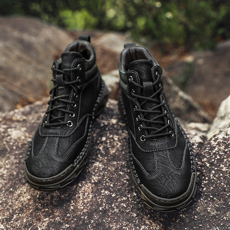 Men Safety Orthopedic Leather Boots - Ankle Protect & Safe Toe & Puncture Resistant & Waterproof & Ligtweigh & comfort