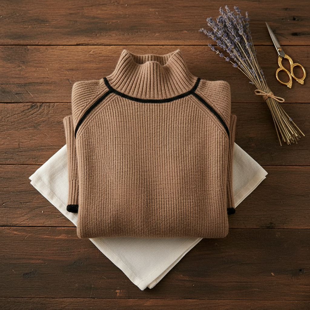 Cotton Sweater Mocha with Black Accents