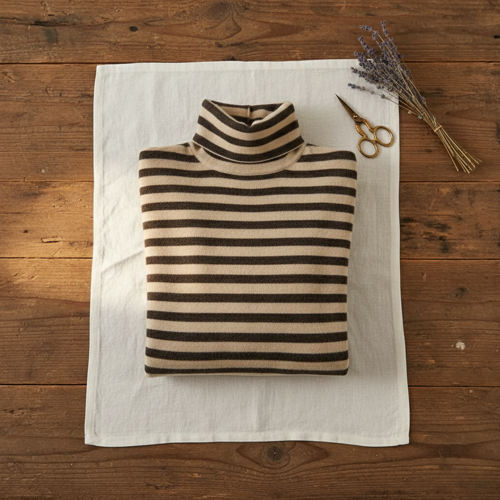 Cotton Turtleneck with Classic Stripes