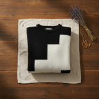 Cotton Sweater with Geometric Block Pattern