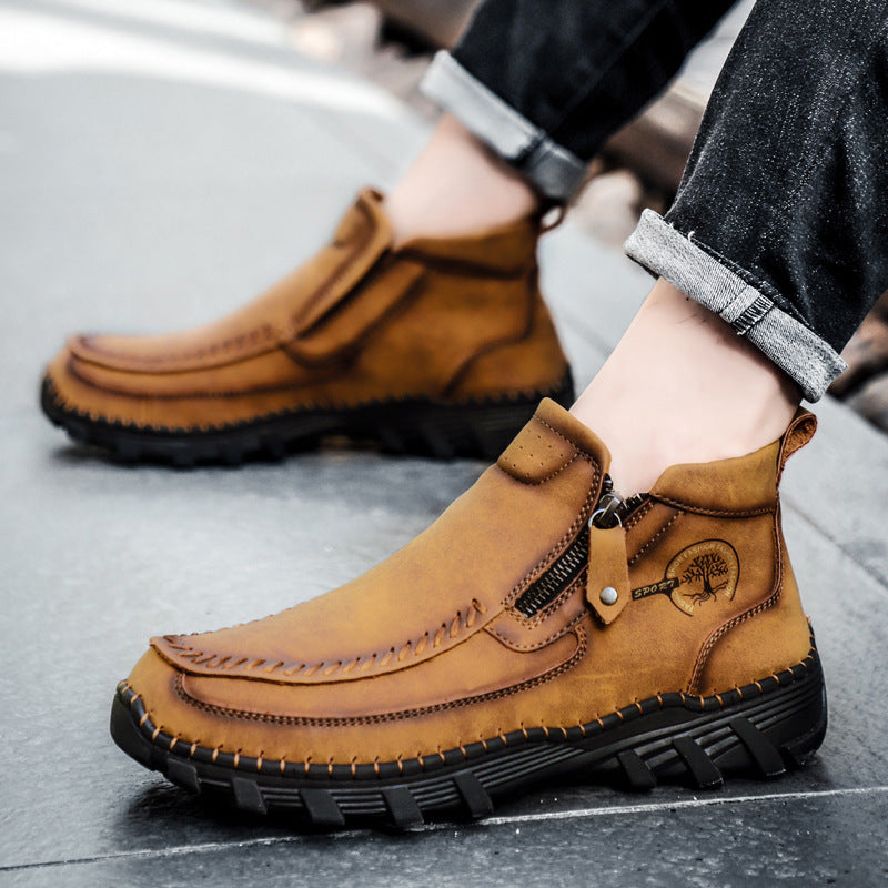 Chiccbelle™ Men's Vintage Casual Soft And Breathable Side Zipper Cowhide Leather Boots