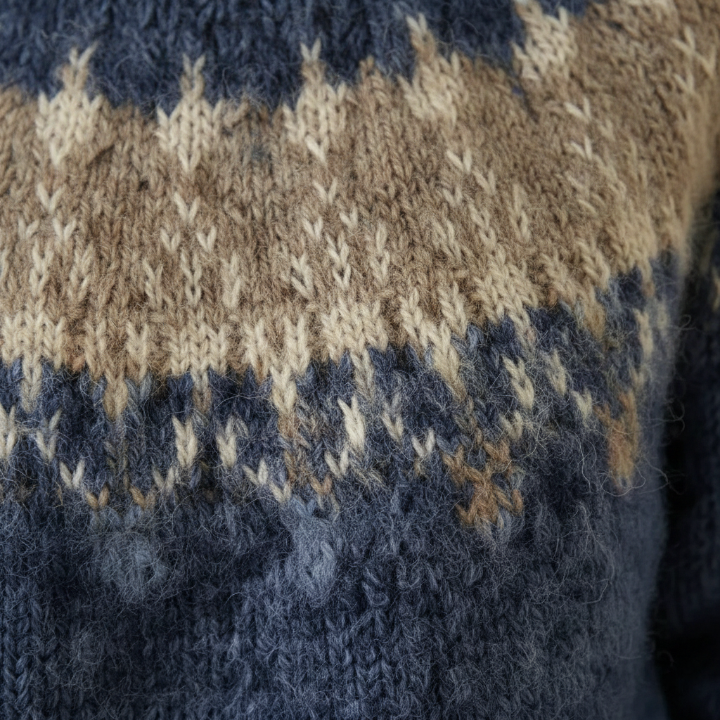 Cotton Sweater with Nordic Pattern
