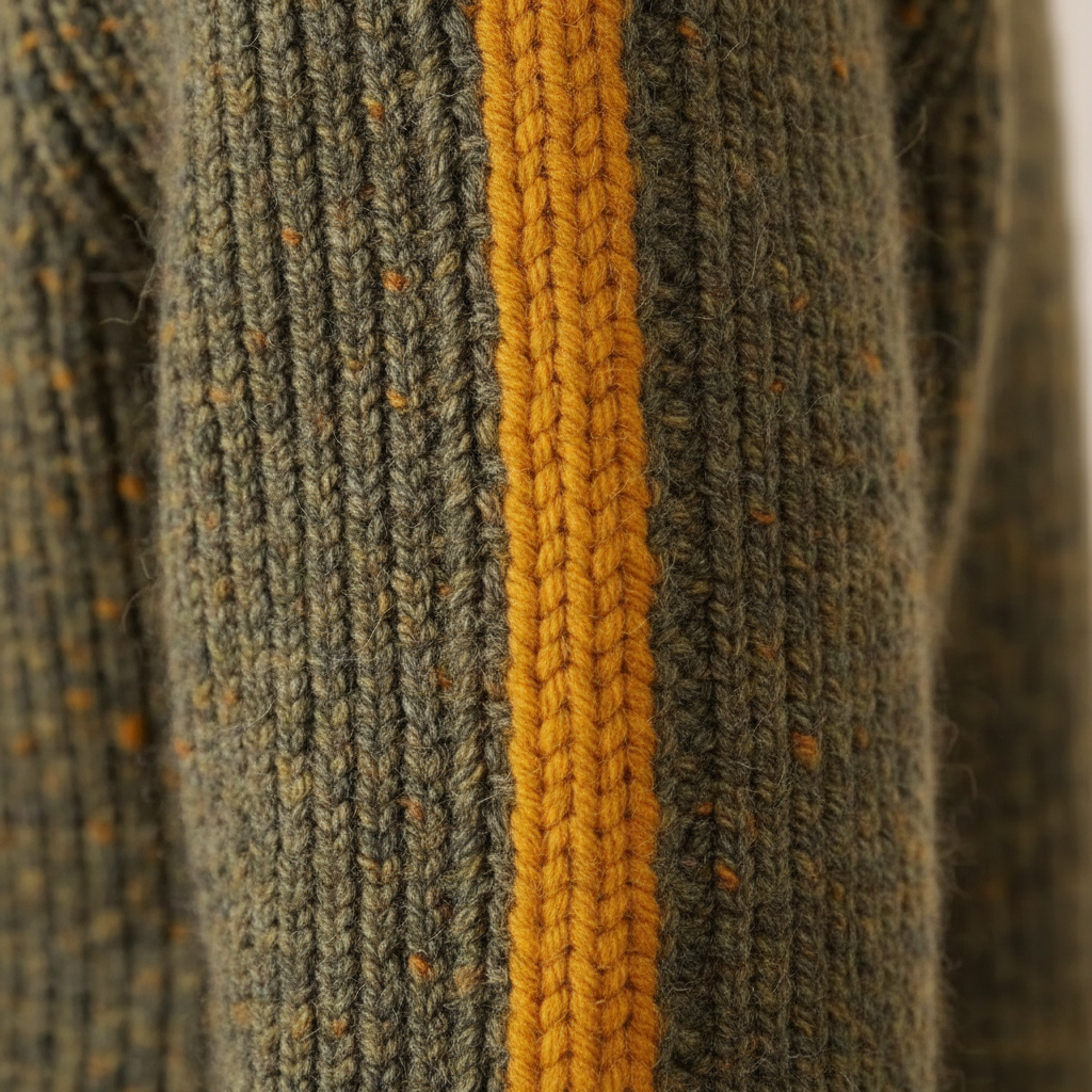 Cotton Ribbed Sweater Gray-Yellow