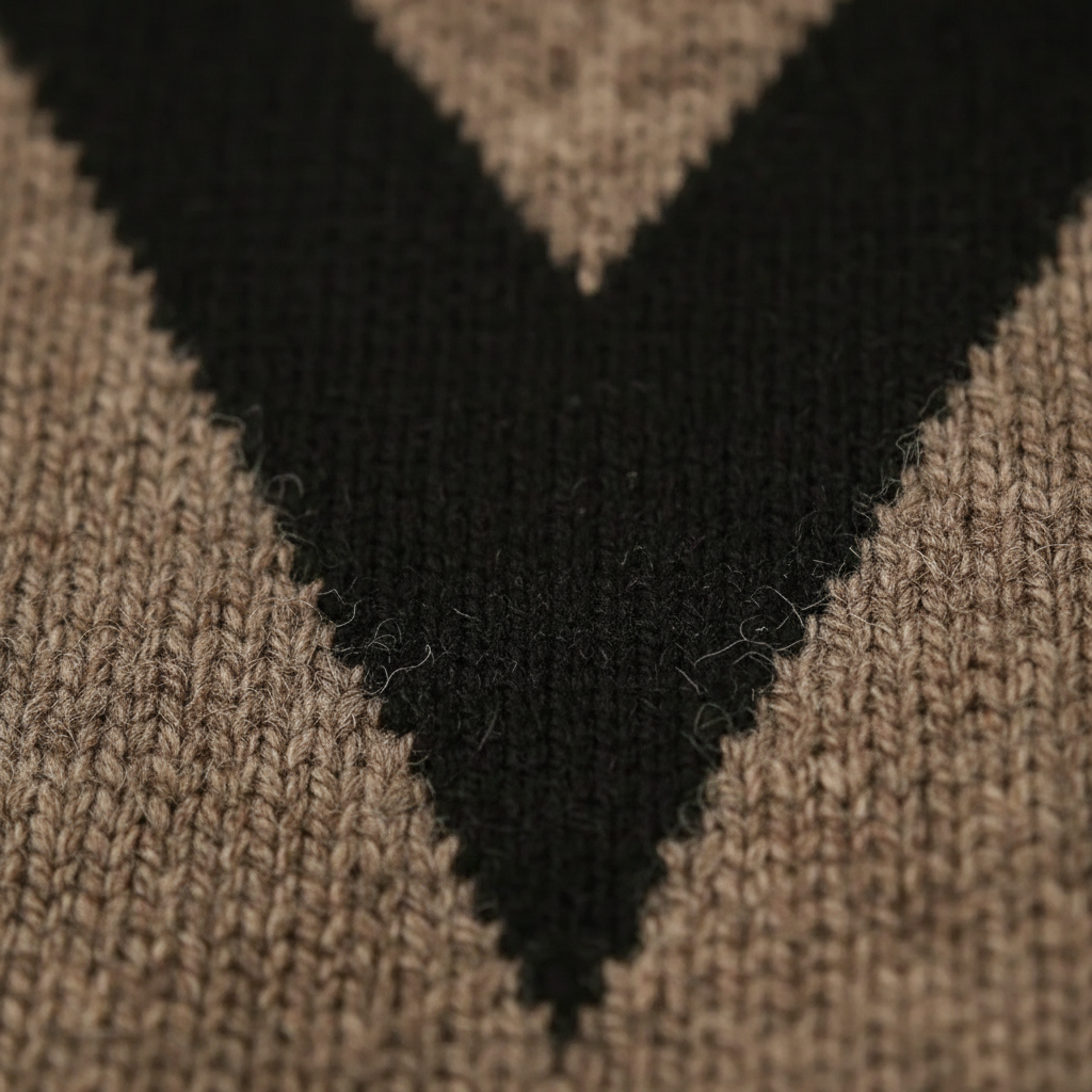 Cotton Sweater with Chevron V-Pattern