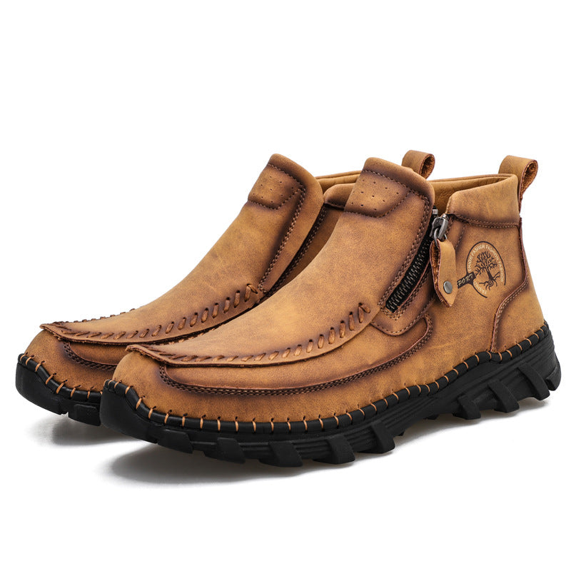 Chiccbelle™ Men's Vintage Casual Soft And Breathable Side Zipper Cowhide Leather Boots