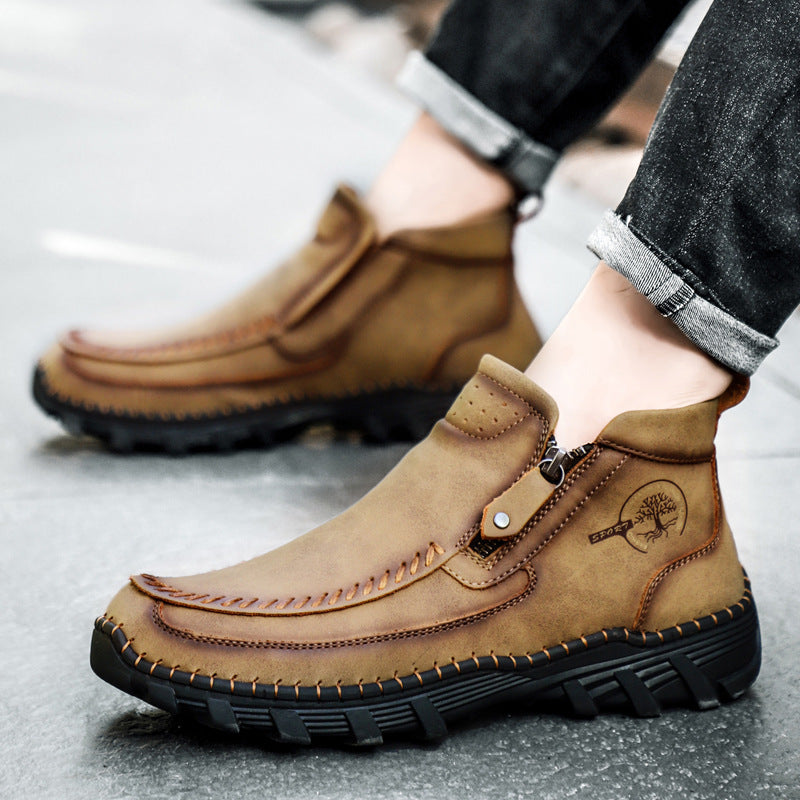 Chiccbelle™ Men's Vintage Casual Soft And Breathable Side Zipper Cowhide Leather Boots