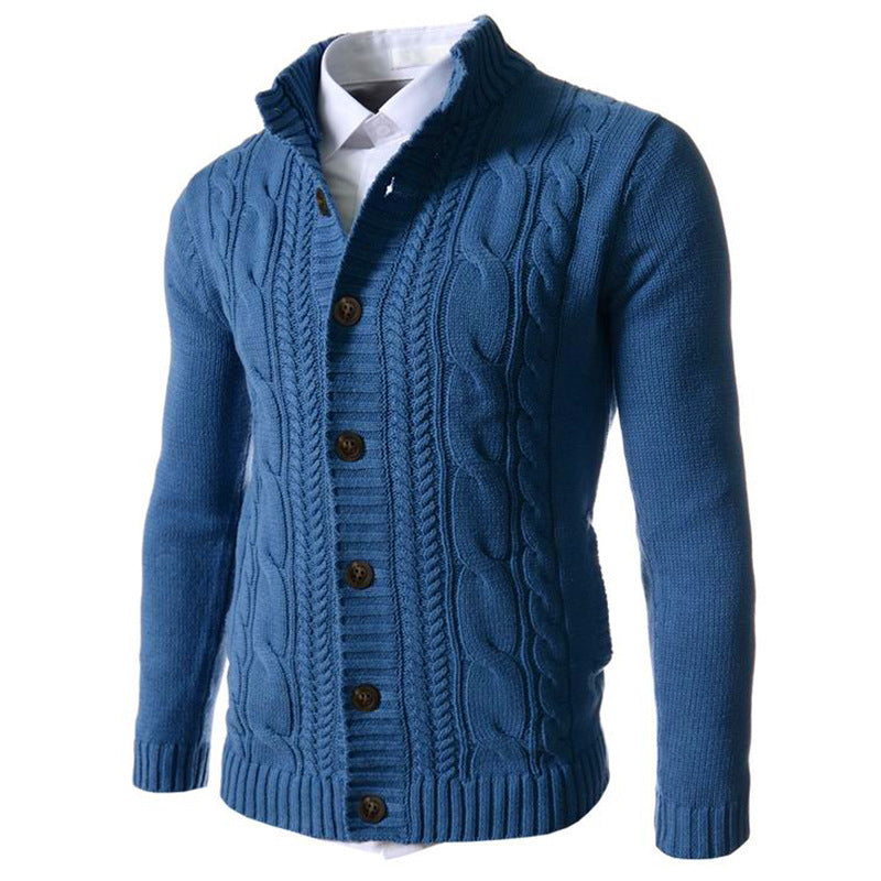 Gentleman's Casual Jacquard Buttons Sweater