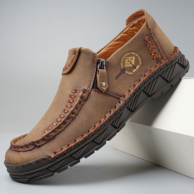 🔥LAST DAY 70% OFF🔥Premium Leather Loafers - Arch Support, Shock Absorption, Easy Side Zip