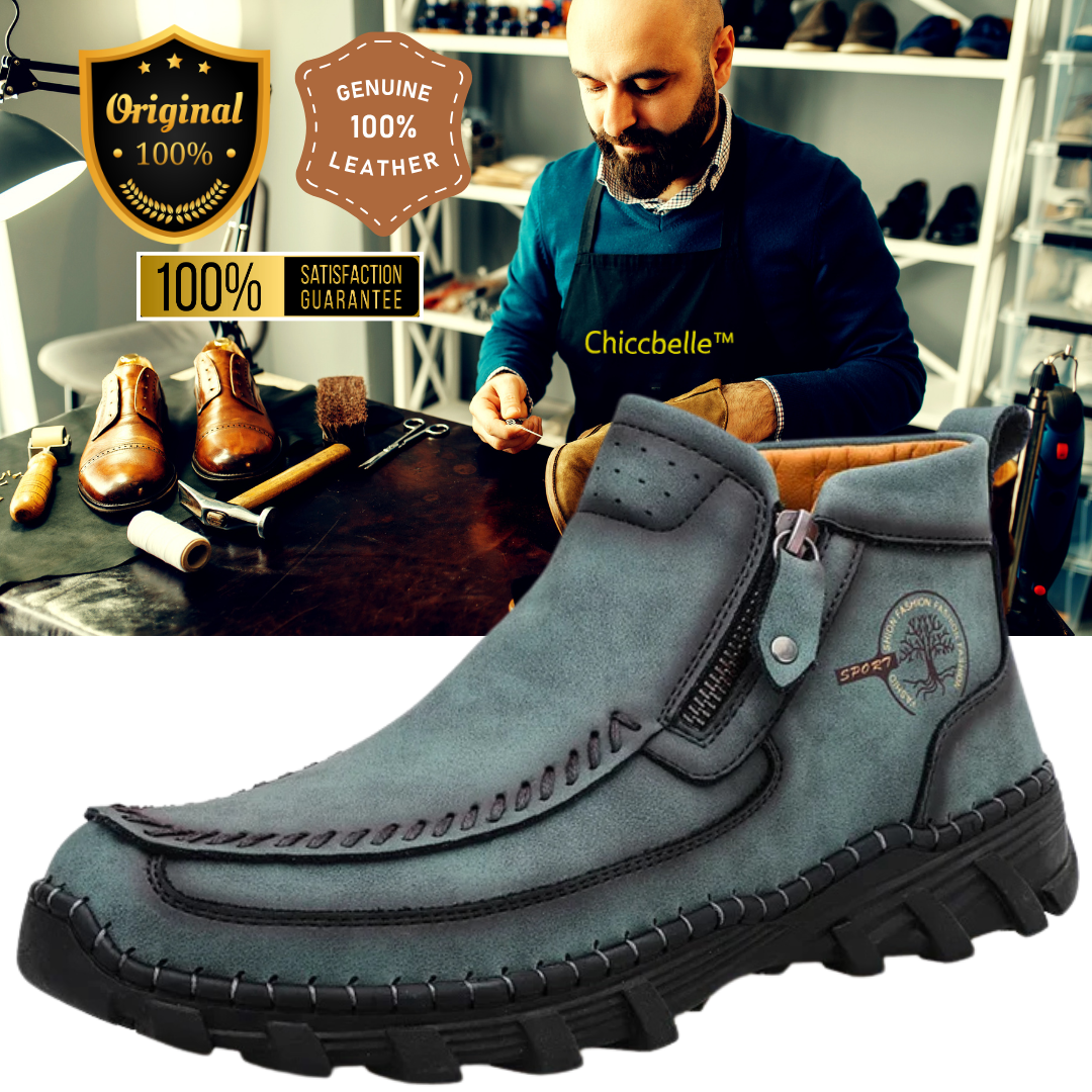 Chiccbelle™ Men's Vintage Casual Soft And Breathable Side Zipper Cowhide Leather Boots