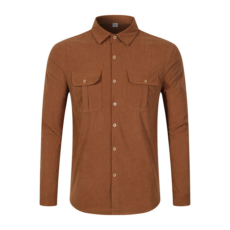 New Men's Double Pocket Casual Long Sleeve Shirt - A Hot Seller in the Men's Wear Market
