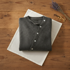 Cotton Cardigan with Diagonal Button Closure