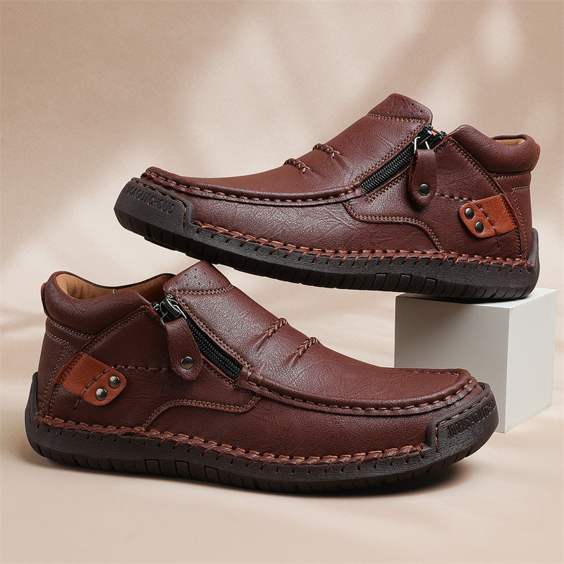 (🔥Lowest Price) Men's - Cowhide Slip-On Orthopedic walking Shoes – Waterproof, Non-Slip, Wide Toe Fit