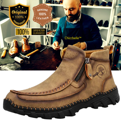 Chiccbelle™ Men's Vintage Casual Soft And Breathable Side Zipper Cowhide Leather Boots
