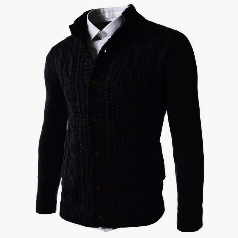 Gentleman's Casual Jacquard Buttons Sweater