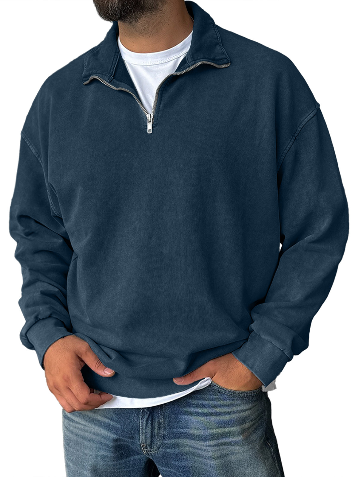 🔥Men's Fashionable Retro Half-zip Stand Collar Casual Sweatshirt (100% Cotton)