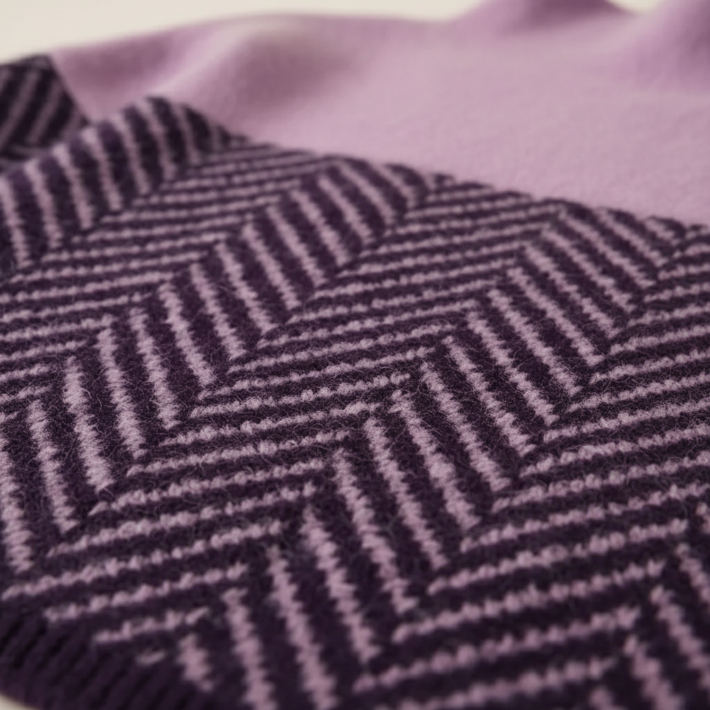 Cotton Turtleneck Dark Blue with Zigzag Pattern