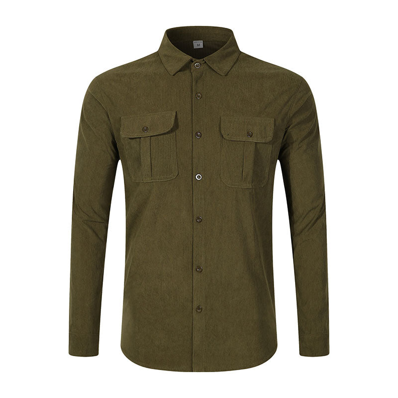 New Men's Double Pocket Casual Long Sleeve Shirt - A Hot Seller in the Men's Wear Market