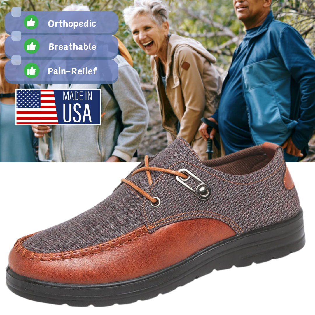 Men's Casual Canvas Shoes Waterproof Orthopedic Walking Shoes