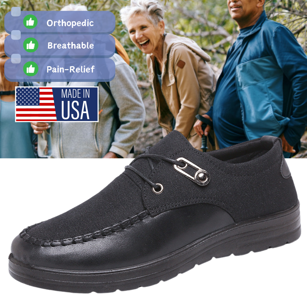 Men's Casual Canvas Shoes Waterproof Orthopedic Walking Shoes