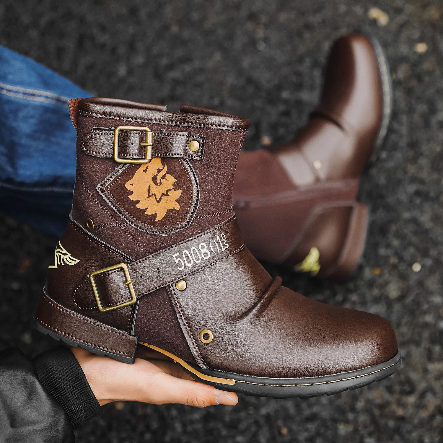 Men's Vintage Western Cowboy Martin Boots