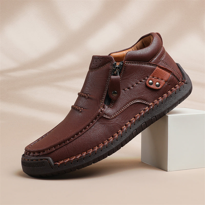 (🔥Lowest Price) Men's - Cowhide Slip-On Orthopedic walking Shoes – Waterproof, Non-Slip, Wide Toe Fit