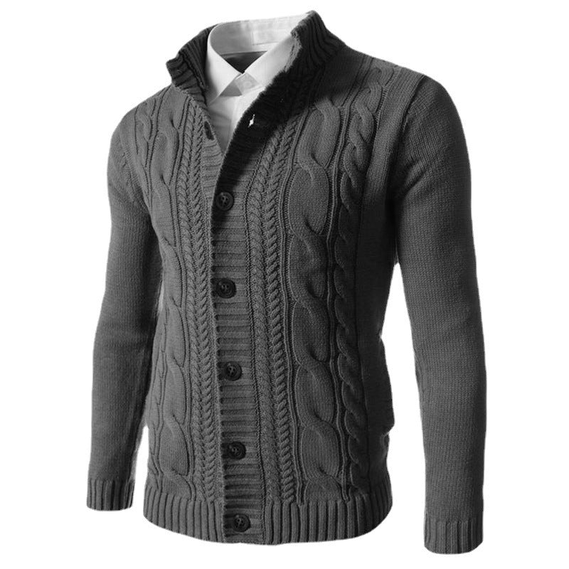 Gentleman's Casual Jacquard Buttons Sweater
