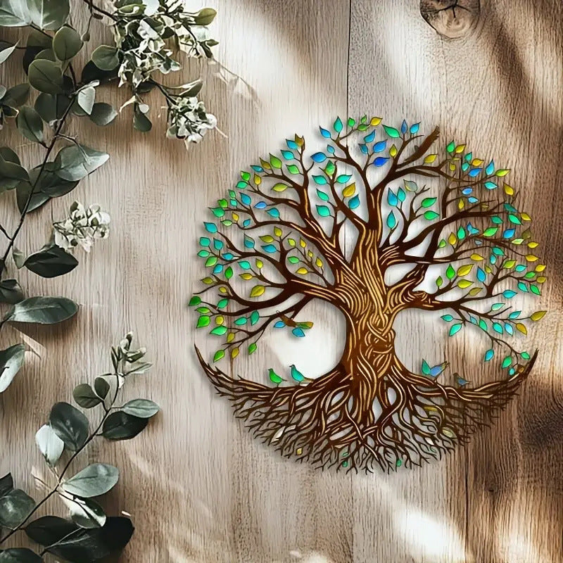 Popular colorful tree of life iron wall decoration crafts - creative metal ornaments, instantly revitalize your living room