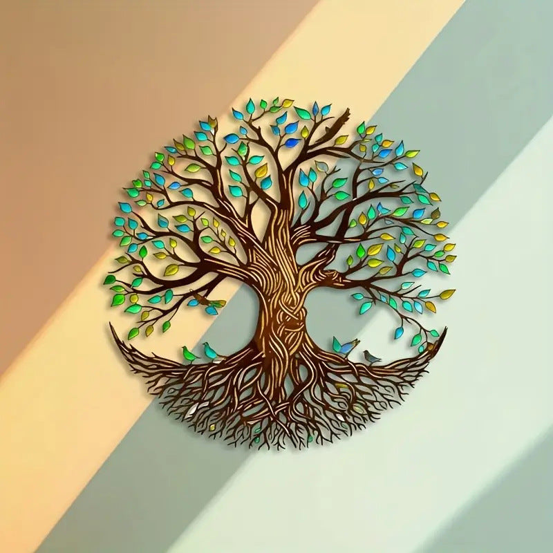 Popular colorful tree of life iron wall decoration crafts - creative metal ornaments, instantly revitalize your living room