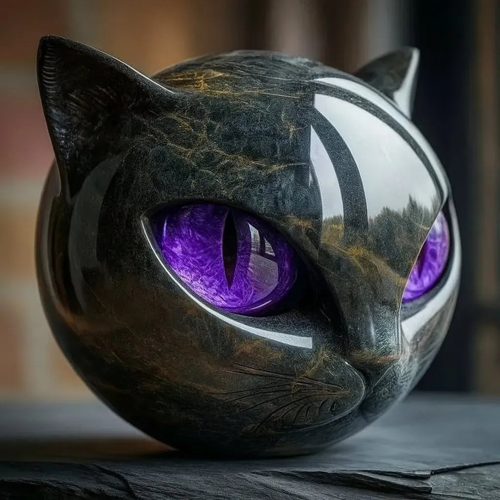 Black Cat Stone Sculpture – A Symbol of Luck and Style