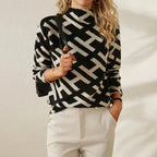 Cotton Sweater Black-White Abstract