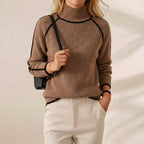 Cotton Sweater Mocha with Black Accents