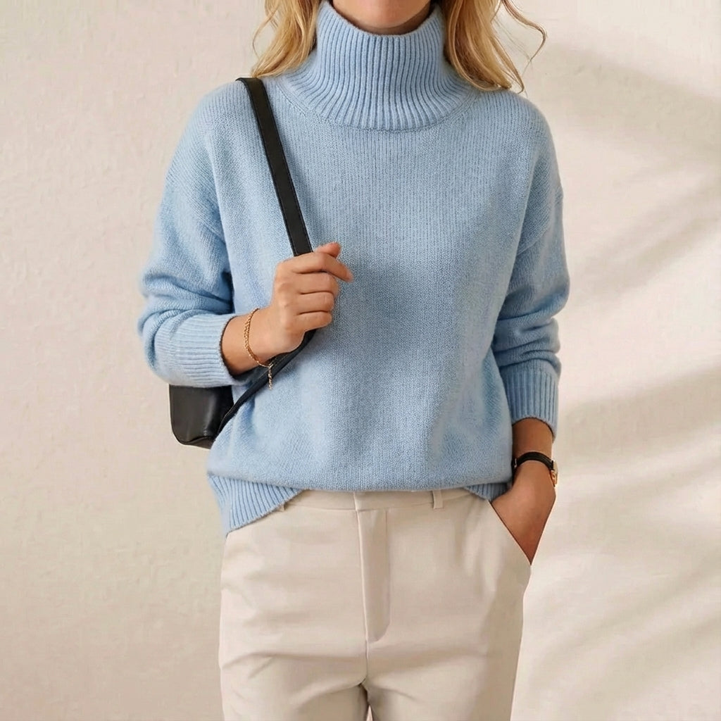 Cotton Turtleneck in Sky Blue