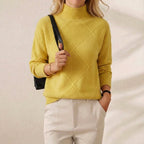 Cotton Sweater with Woven Diamond Structure