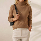 Cotton Sweater with Woven Diamond Structure