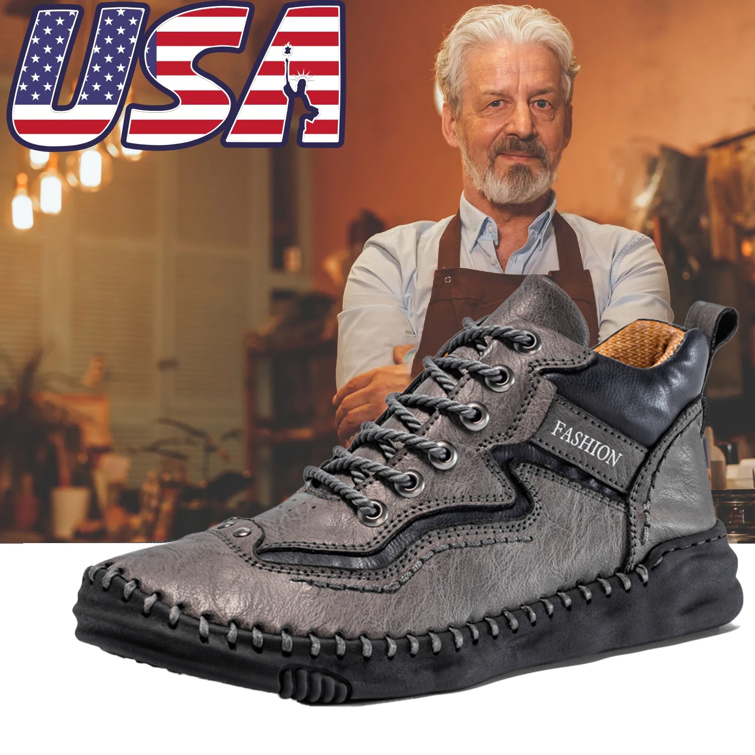 🔥Limited Time Sale 70% OFF🔥-Men's comfortable non-slip leather shoes with arch support and hand-sewn