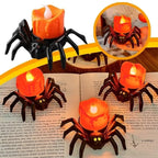 🏆2025 Halloween Hot Sale⚡🎃Halloween LED Pumpkin Lamp with Creepy Spider - Flameless Flickering Candle Light for Home Decor🕷️