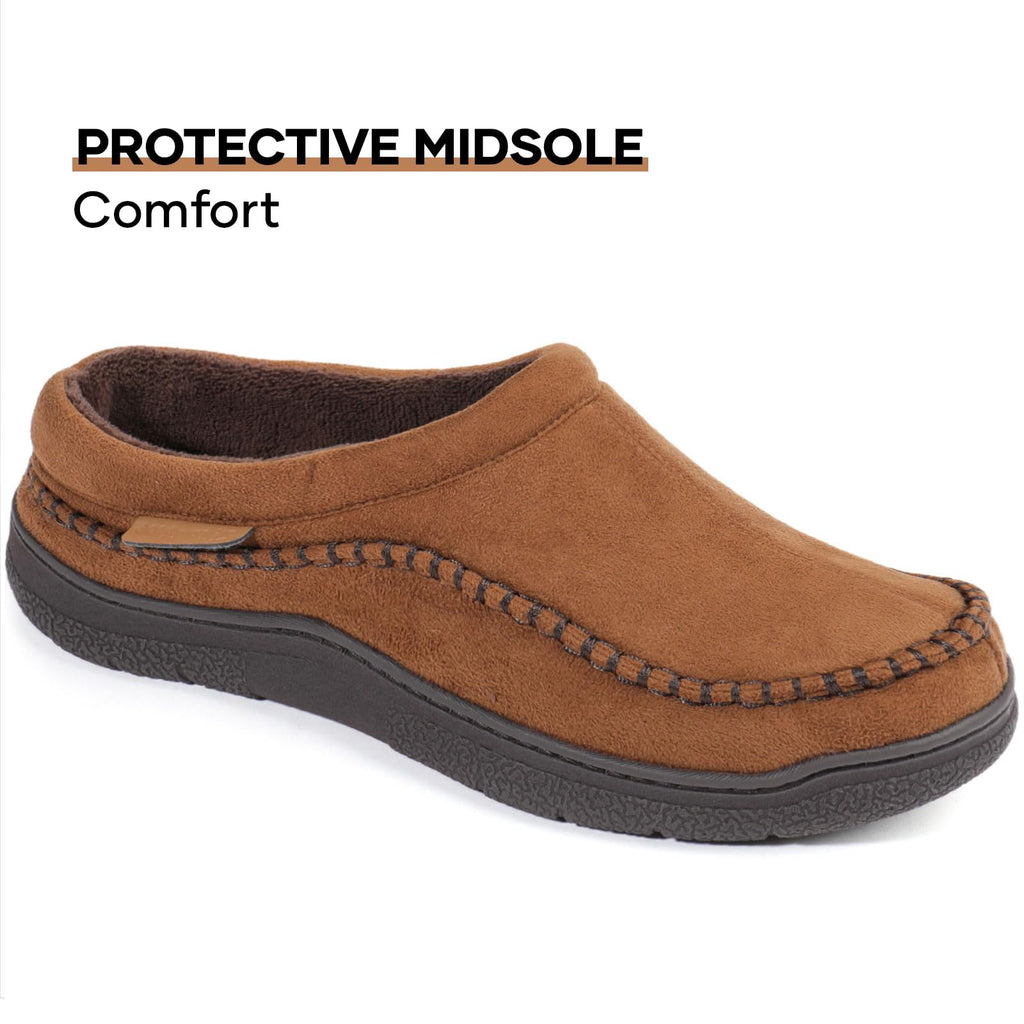 Men's Daily Non-Slip Warm Wide-Toe Plush Slippers