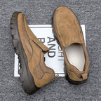 (Medical Certification) Men's Orthopedic Genuine Leather Shoes for Diabetics, Arch Support Hiking Shoes for Plantar Fasciitis