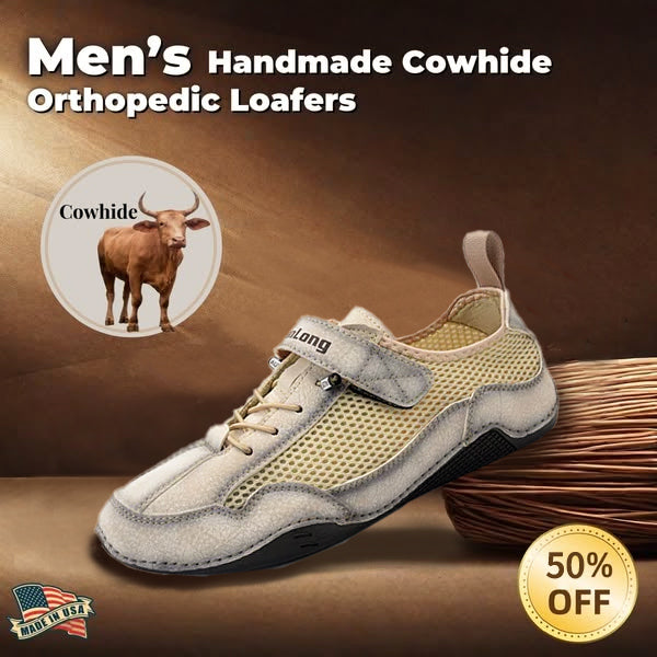 ⏰Promotion - 50% OFF🔥Men's Breathable Leather Orthopedic Shoes – Hand-Stitched, Non-Slip