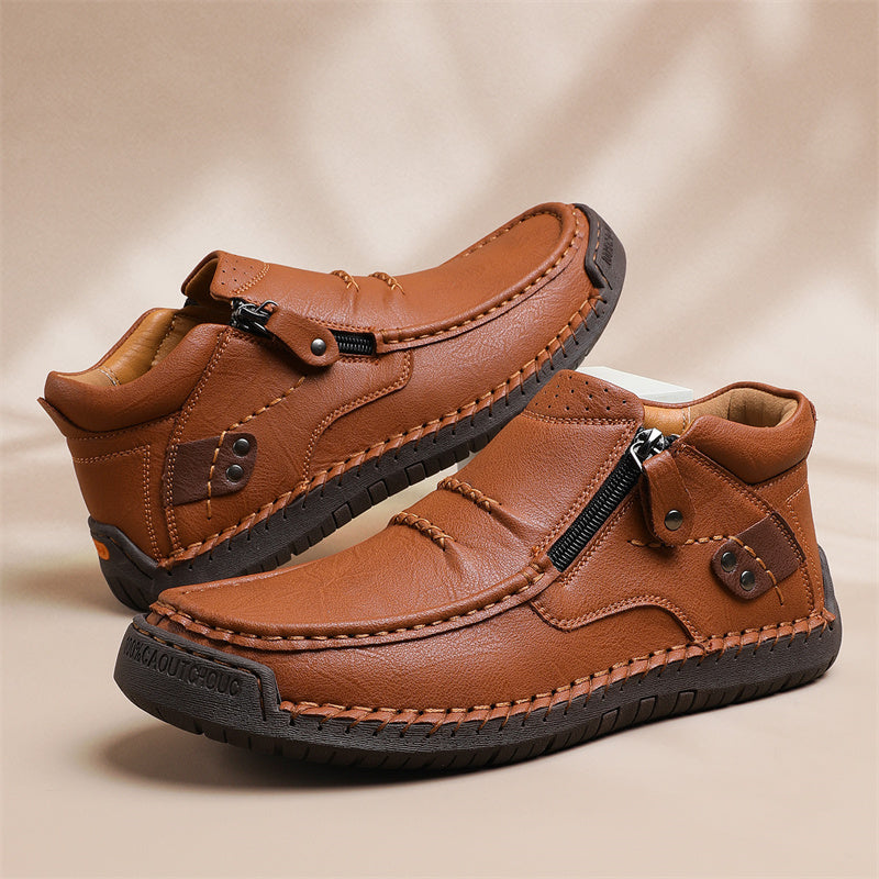 (🔥Lowest Price) Men's - Cowhide Slip-On Orthopedic walking Shoes – Waterproof, Non-Slip, Wide Toe Fit