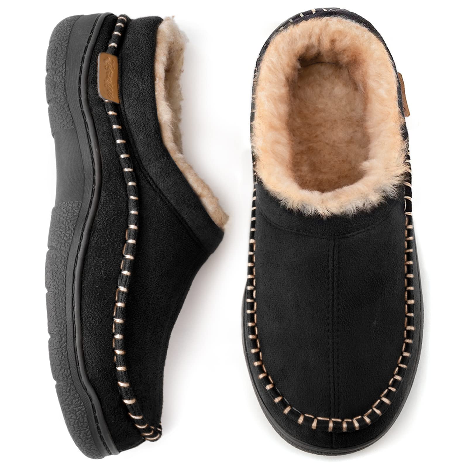 Men's Daily Non-Slip Warm Wide-Toe Plush Slippers